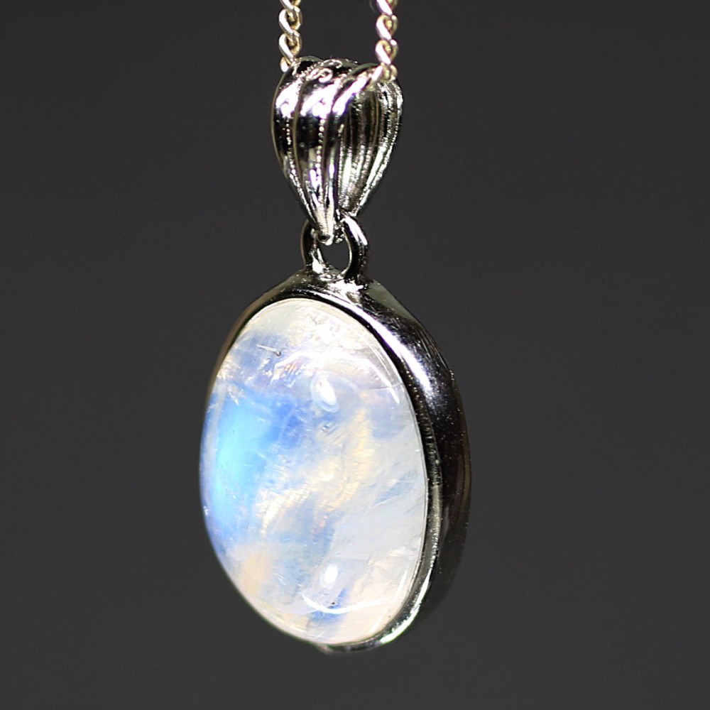 高品質]レインボームーンストーンペンダントトップ（シルバー925
