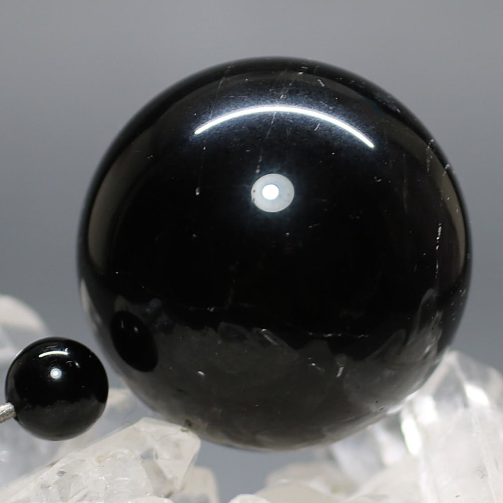 山東省産スターモリオン丸玉/天然黒水晶スフィア（直径40.3mm） - 埼玉
