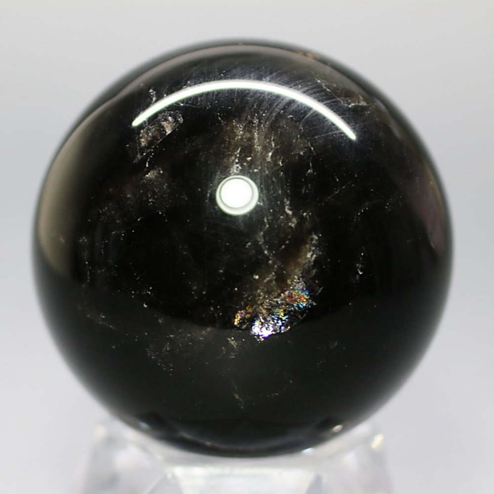 高品質・山東省産]モリオン丸玉/天然黒水晶スフィア（直径約47.4mm