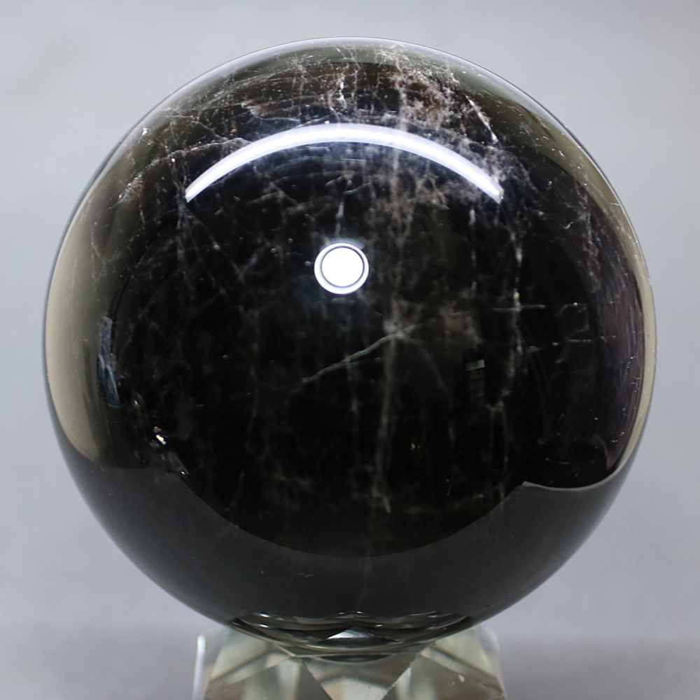 山東省産]モリオン丸玉/天然黒水晶スフィア（直径約100mm） - 埼玉県