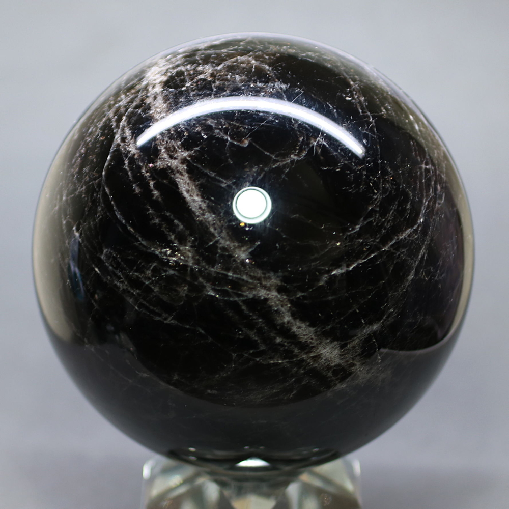 山東省産]モリオン丸玉/天然黒水晶スフィア（直径約100mm） - 埼玉県
