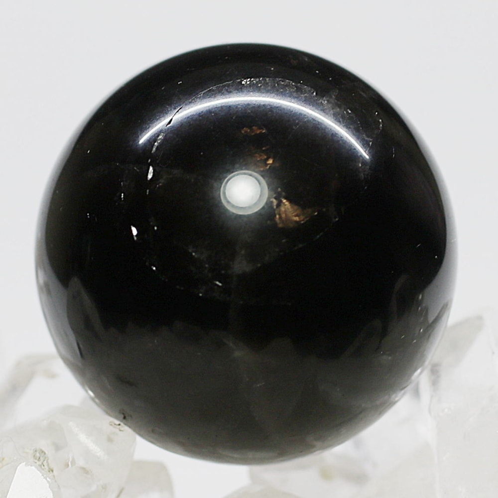 山東省産]スターモリオン丸玉/天然黒水晶スフィア（直径32.7mm