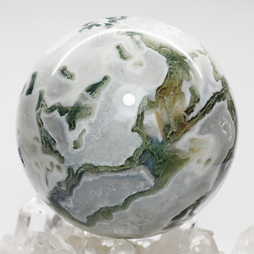 インド産モスアゲート丸玉/スフィア（球体直径81.5-81.8mm） - 埼玉県