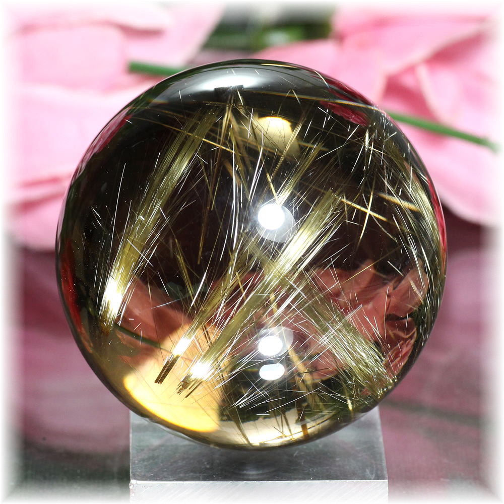 スモーキータイチンルチルクォーツ丸玉/スフィア - 埼玉県吉川市の