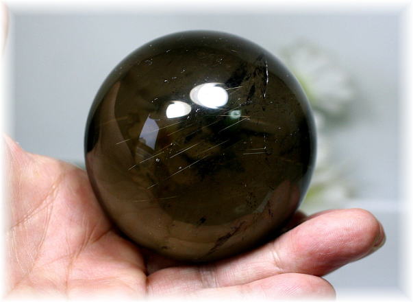 ブラジル産]天然無着色スモーキークォーツ丸玉/スフィア - 埼玉県吉川