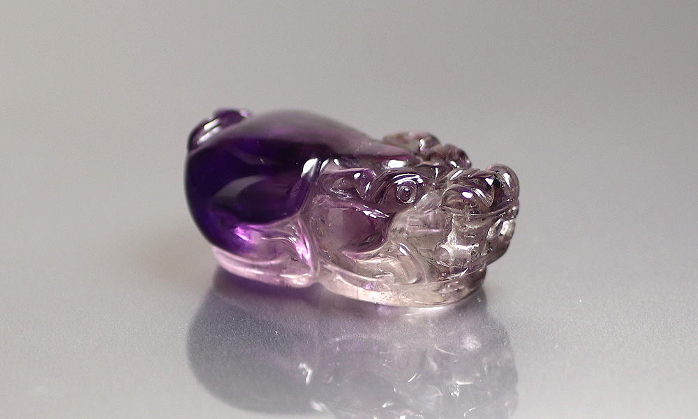 高品質]アメジストエレスチャル彫刻（貔貅/ヒキュウ）（Mサイズ