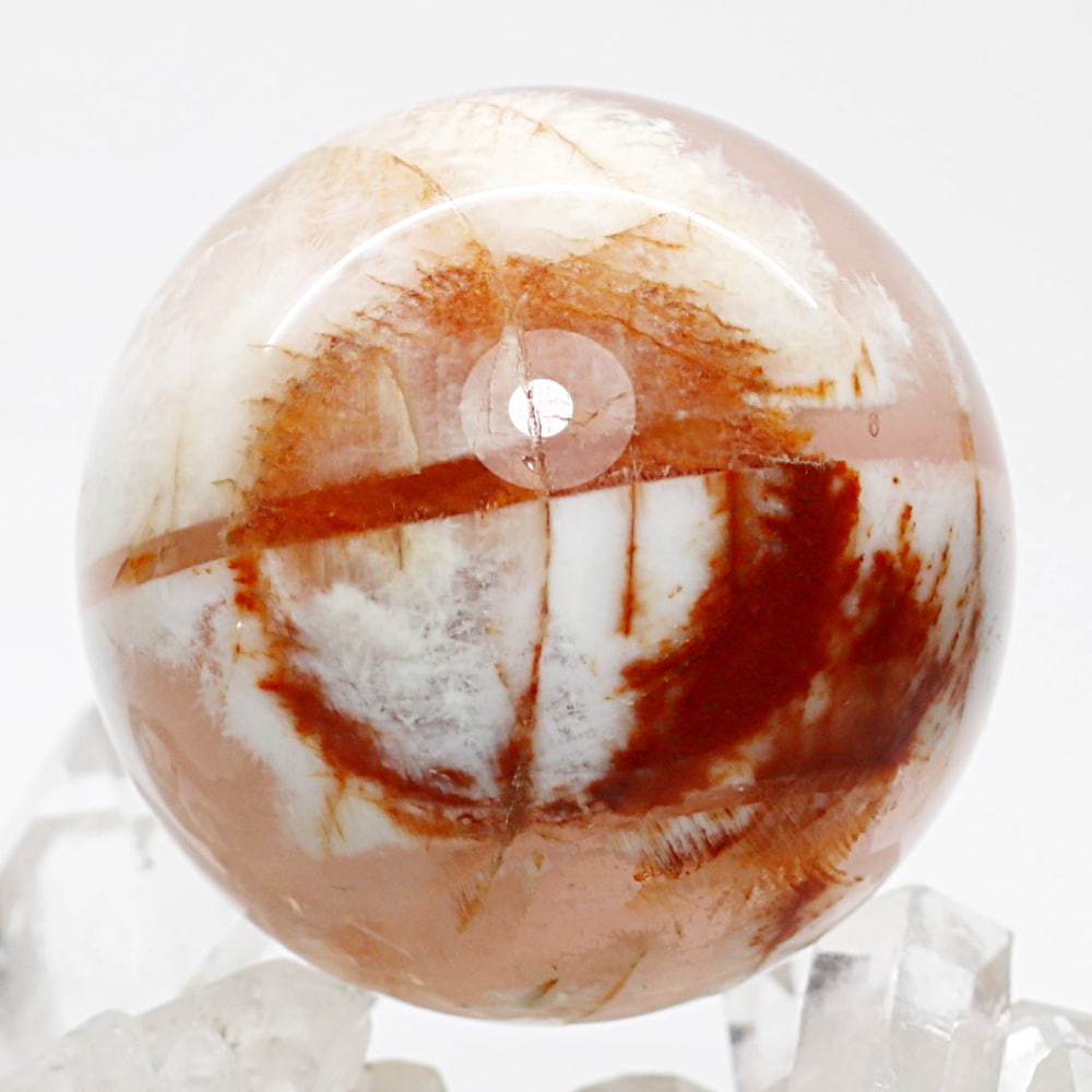 高品質]セリサイトインスターローズクォーツ丸玉/スフィア（球体直径