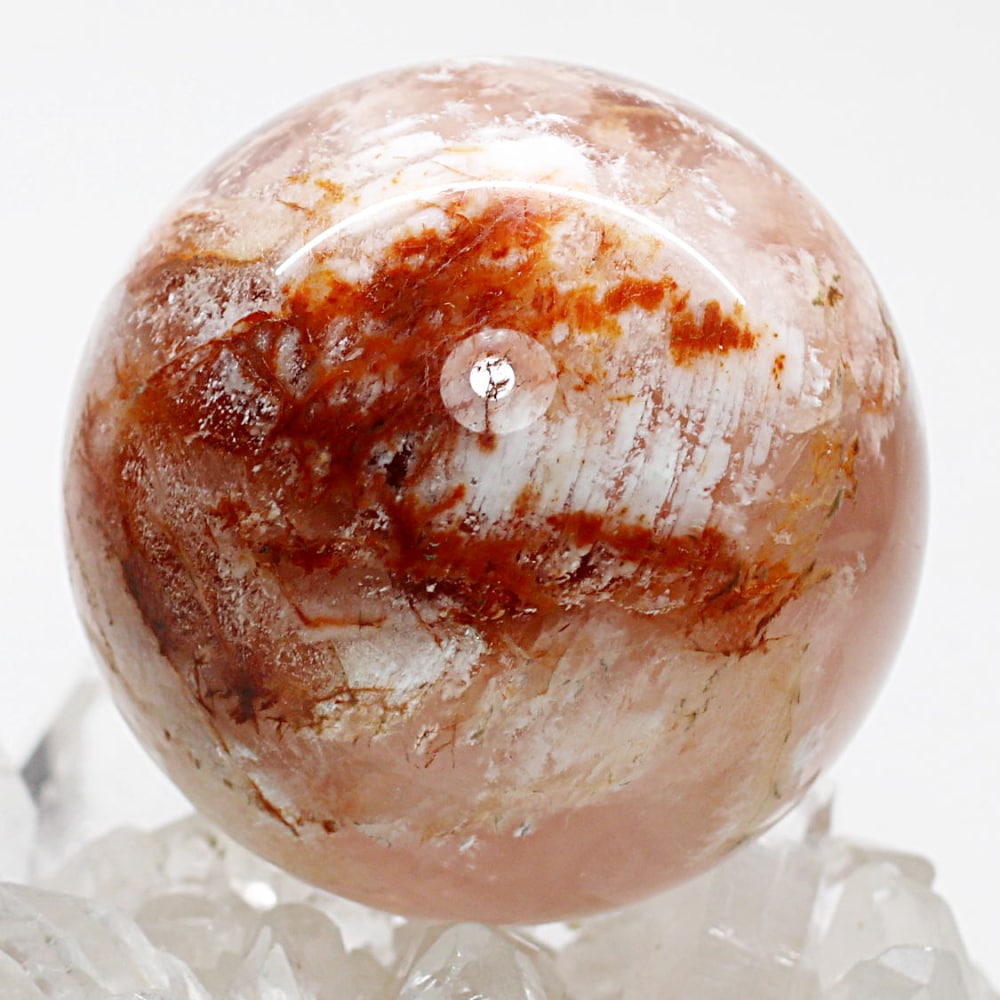 高品質]セリサイトインスターディープローズクォーツ丸玉/スフィア