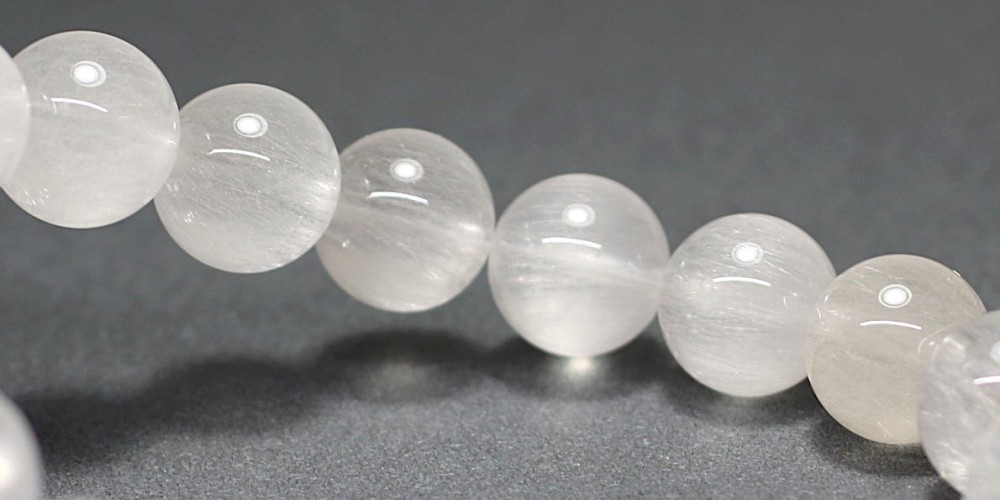 高品質]ホワイトサゲニティッククォーツブレスレット/アンフィボール