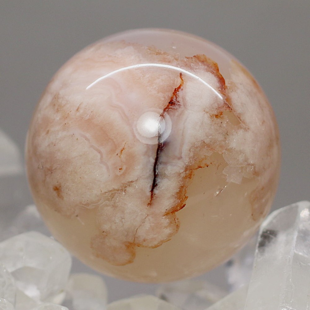 マダガスカル産]桜アゲート丸玉/桜瑪瑙スフィア（球体直径約32.0mm