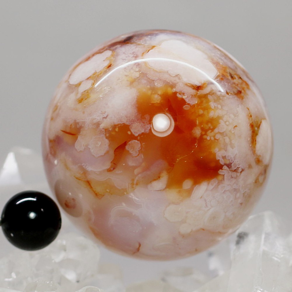 マダガスカル産]桜アゲート丸玉/桜瑪瑙スフィア（直径約40mm） - 埼玉