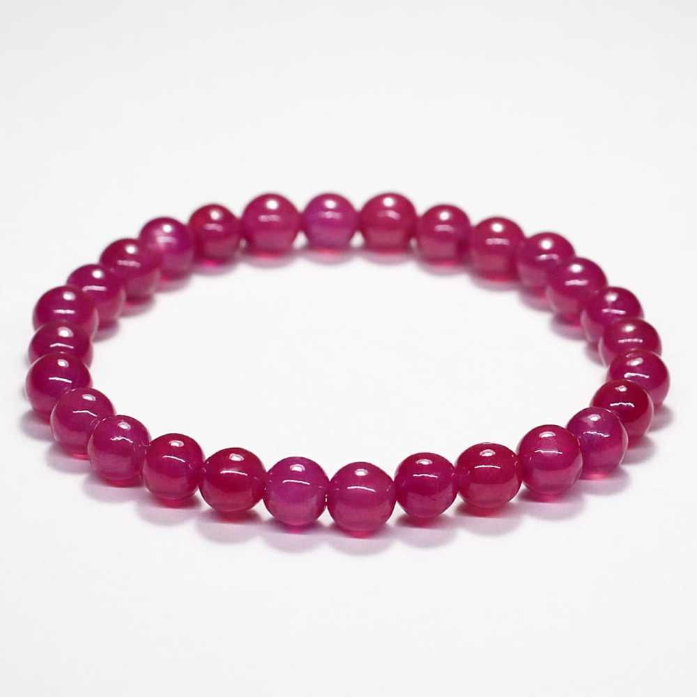 トップクォリティ]ピンクサファイアブレスレット（約6.5mm玉） - 埼玉