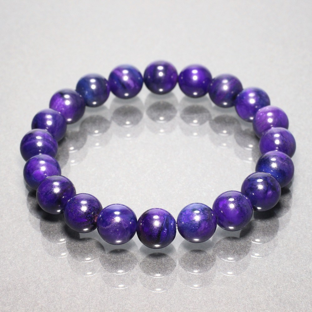 最高品質]スギライトブレスレット（約9.5mm玉・深く濃い紫スギライト