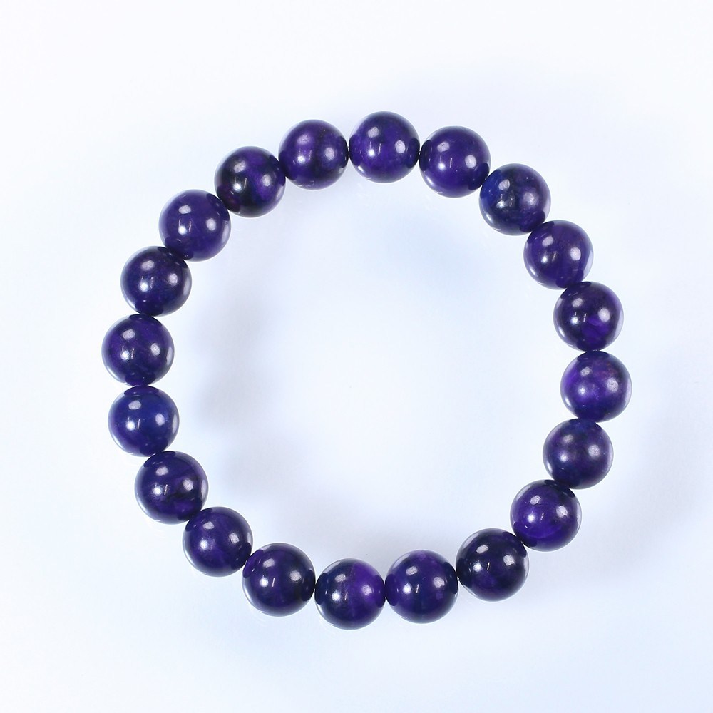 最高品質]スギライトブレスレット（約9.5mm玉・深く濃い紫スギライト