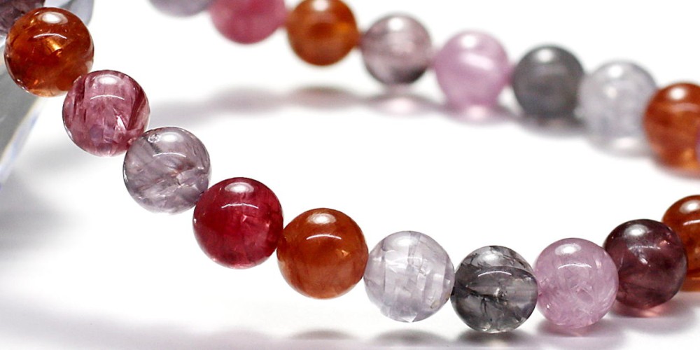 高品質++]天然マルチカラースピネルブレスレット（約6.5mm玉） - 埼玉