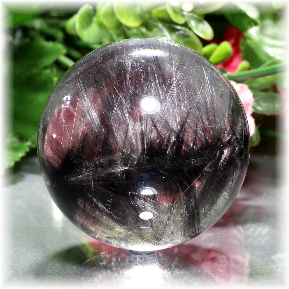 ブラックプラチナルチルクォーツ丸玉/スフィア - 埼玉県吉川市の天然石