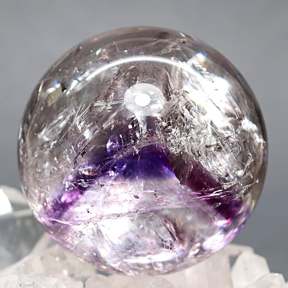高品質・ブラジル産]ファントムアメジスト丸玉/スフィア（直径約58.2mm