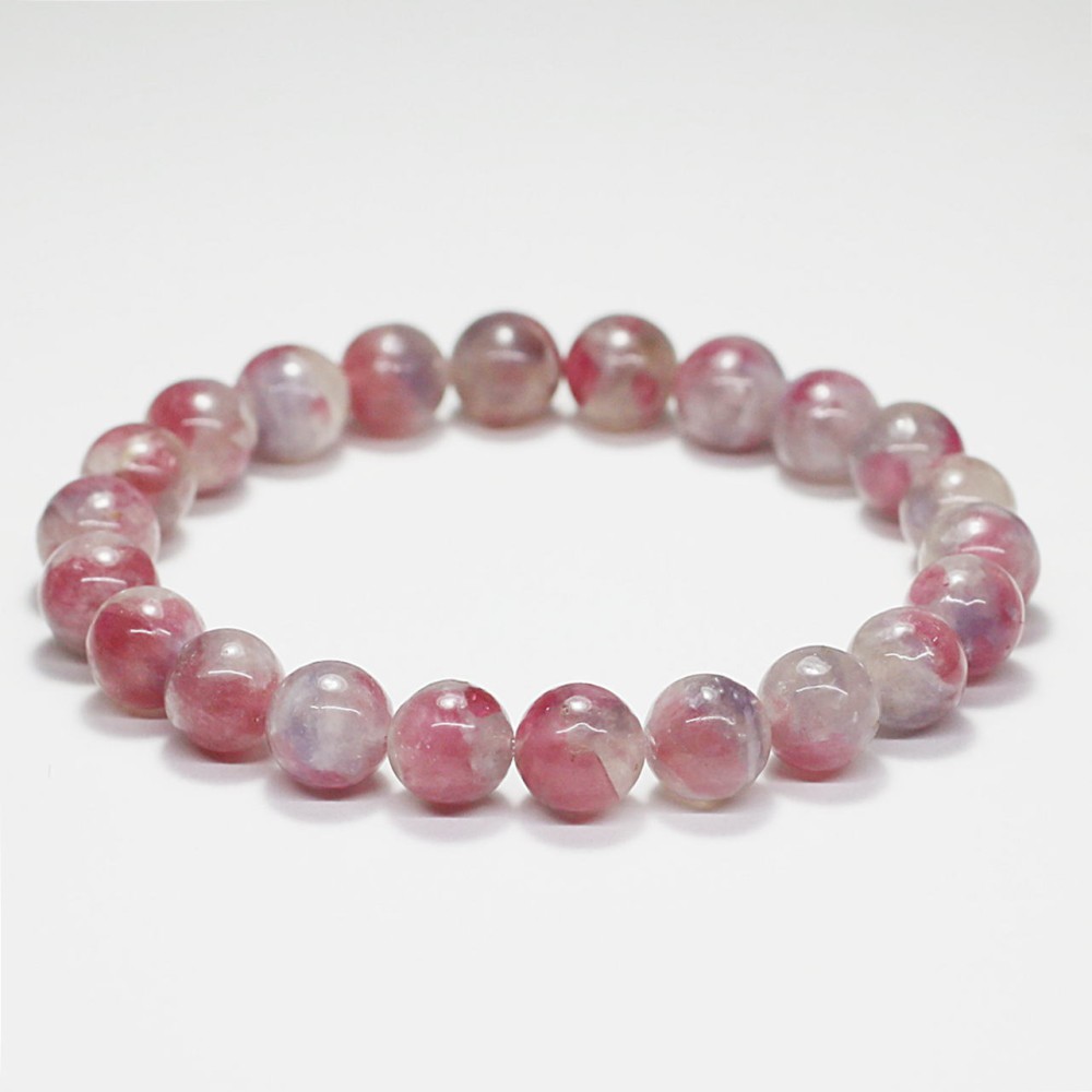 高品質]ピンクトルマリンインレピドライトシリカブレスレット（約8.5mm