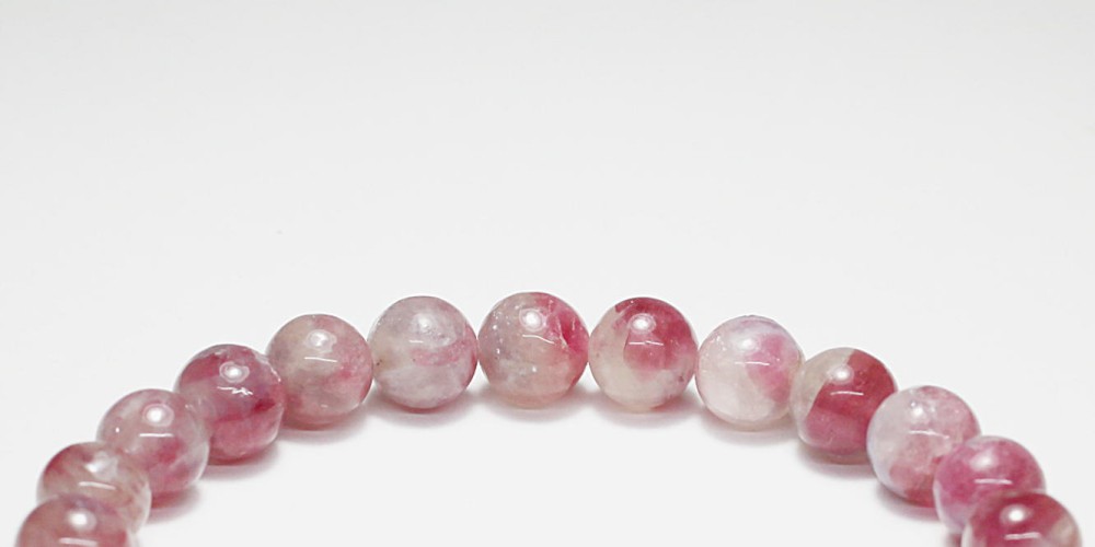 高品質]ピンクトルマリンインレピドライトシリカブレスレット（約8mm玉