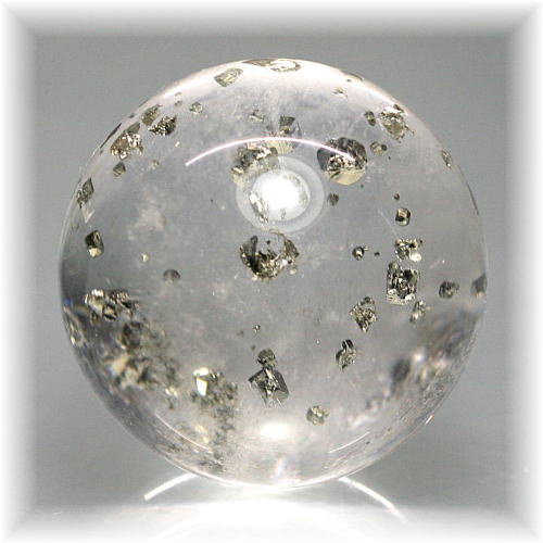 高品質・ブラジル産]パイライトインクォーツ丸玉/スフィア（黄鉄鉱