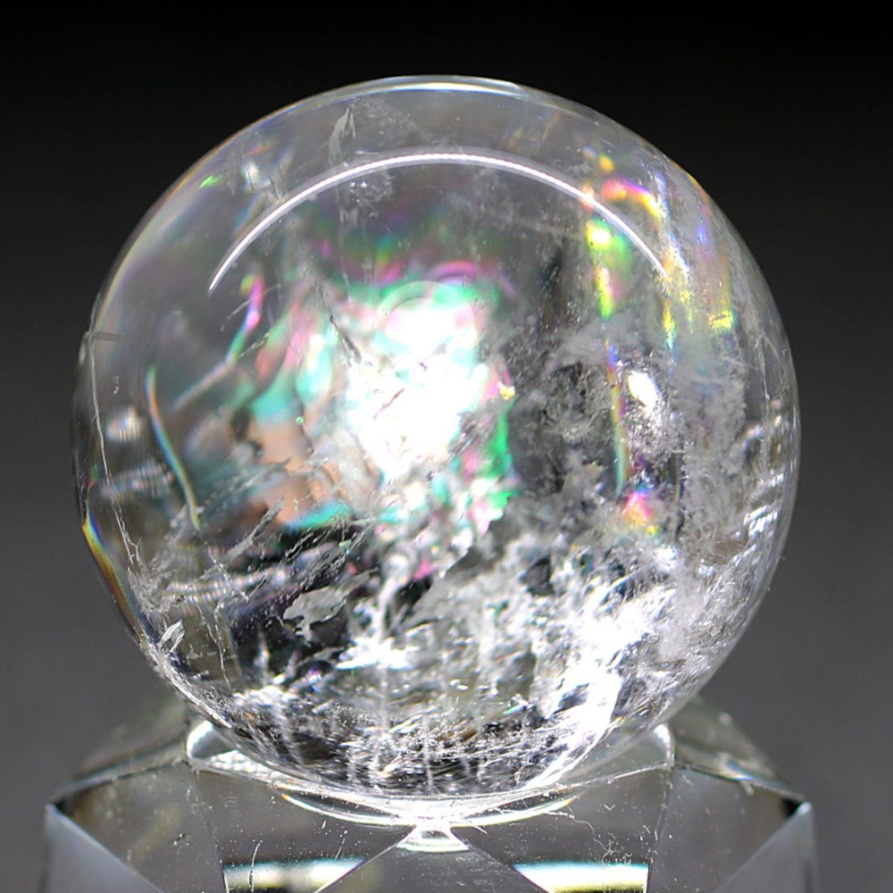 高品質]レインボー水晶玉/アイリスクォーツスフィア（丸玉直径33.7mm