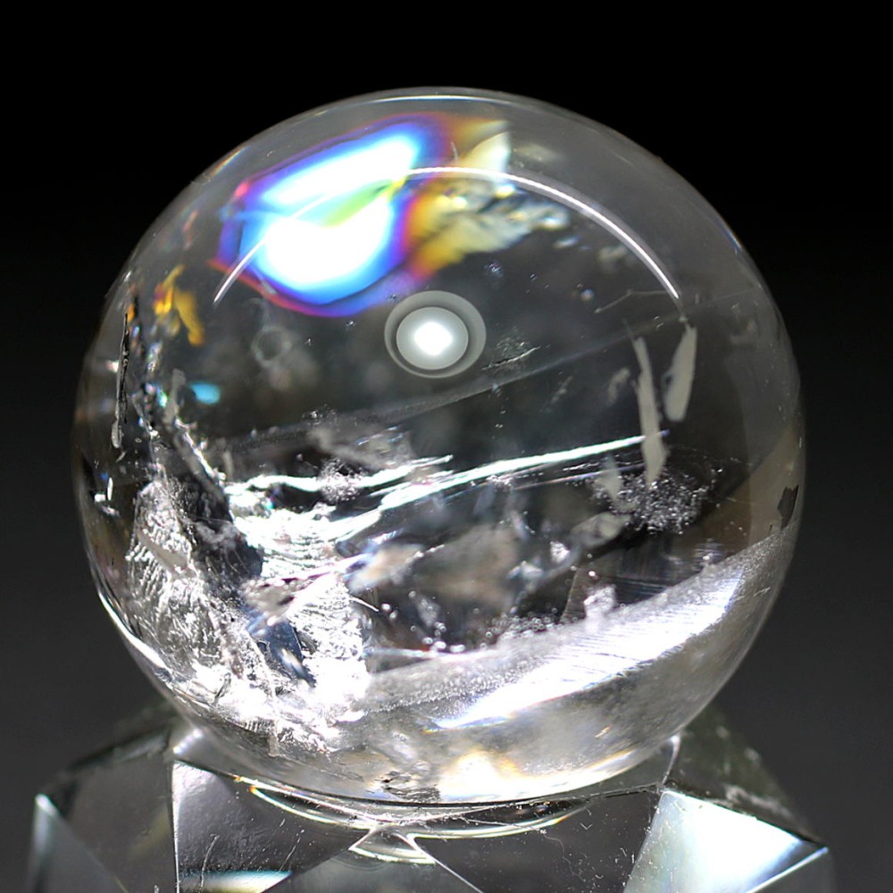 高品質]レインボー水晶玉/アイリスクォーツスフィア（丸玉直32.4mm