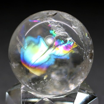 高品質]レインボー水晶玉/アイリスクォーツスフィア（丸玉直32.4mm