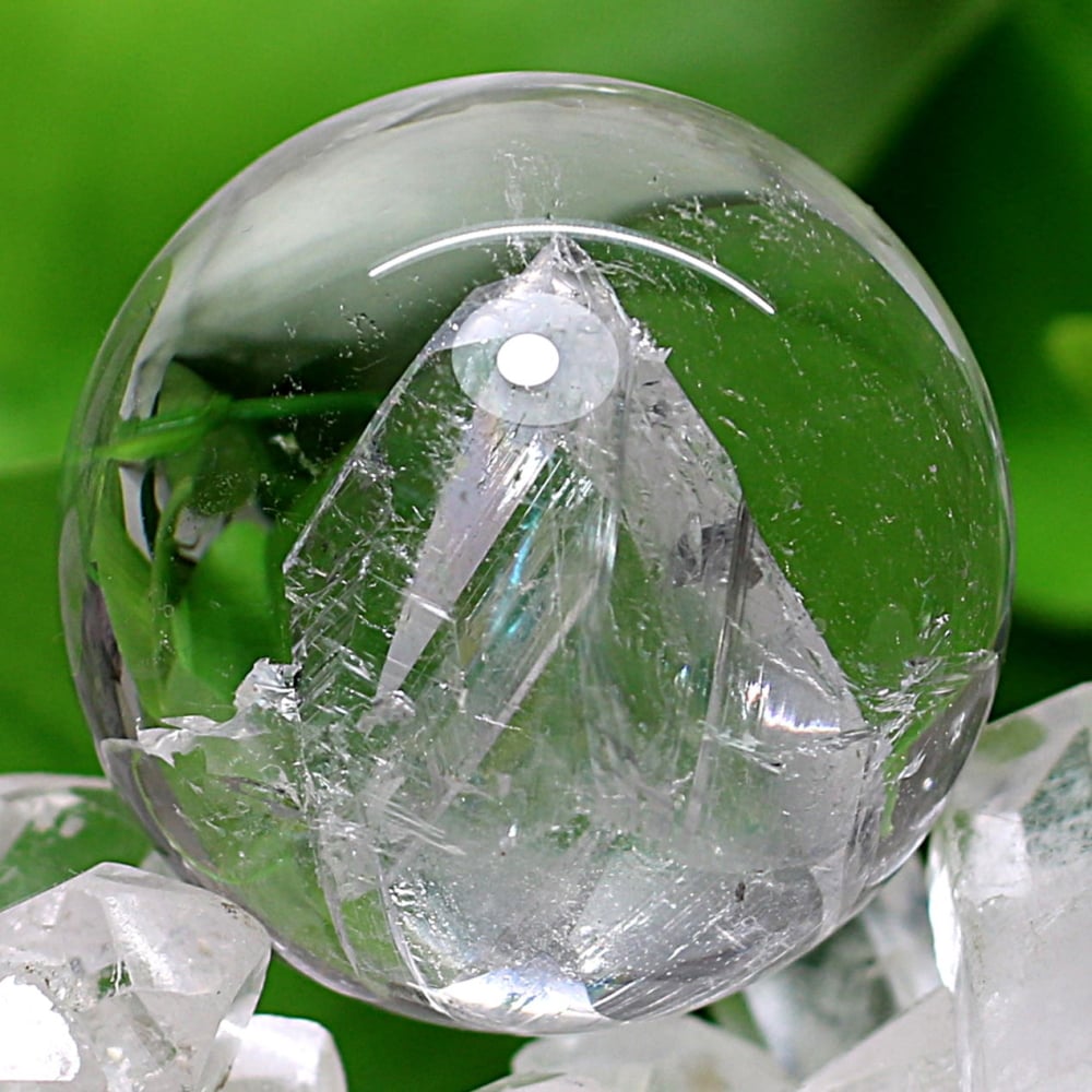 トップクォリティ]クォーツインクォーツ丸玉/貫入水晶スフィア（直径