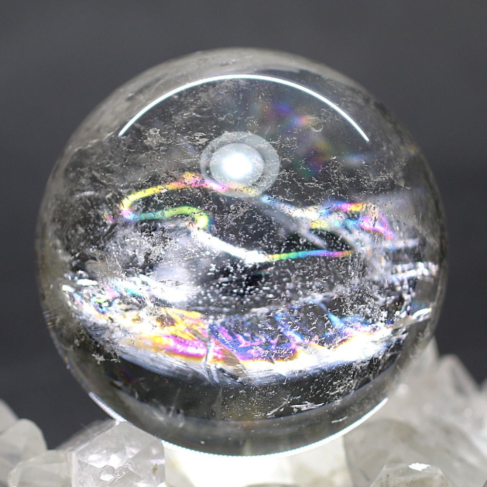 特別価格/ブラジル産]レインボー水晶玉/アイリスクォーツスフィア（丸