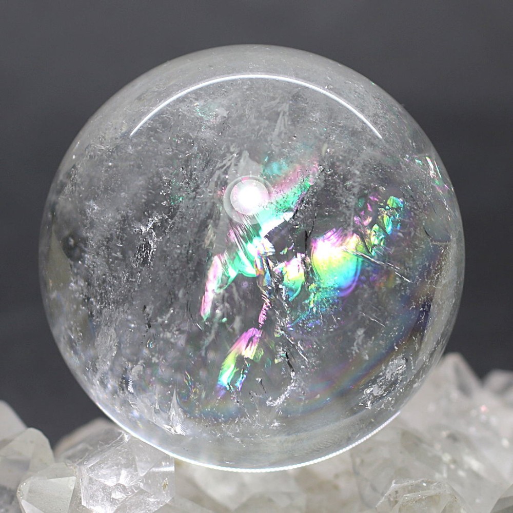 特別価格/ブラジル産]レインボー水晶玉/アイリスクォーツスフィア（丸