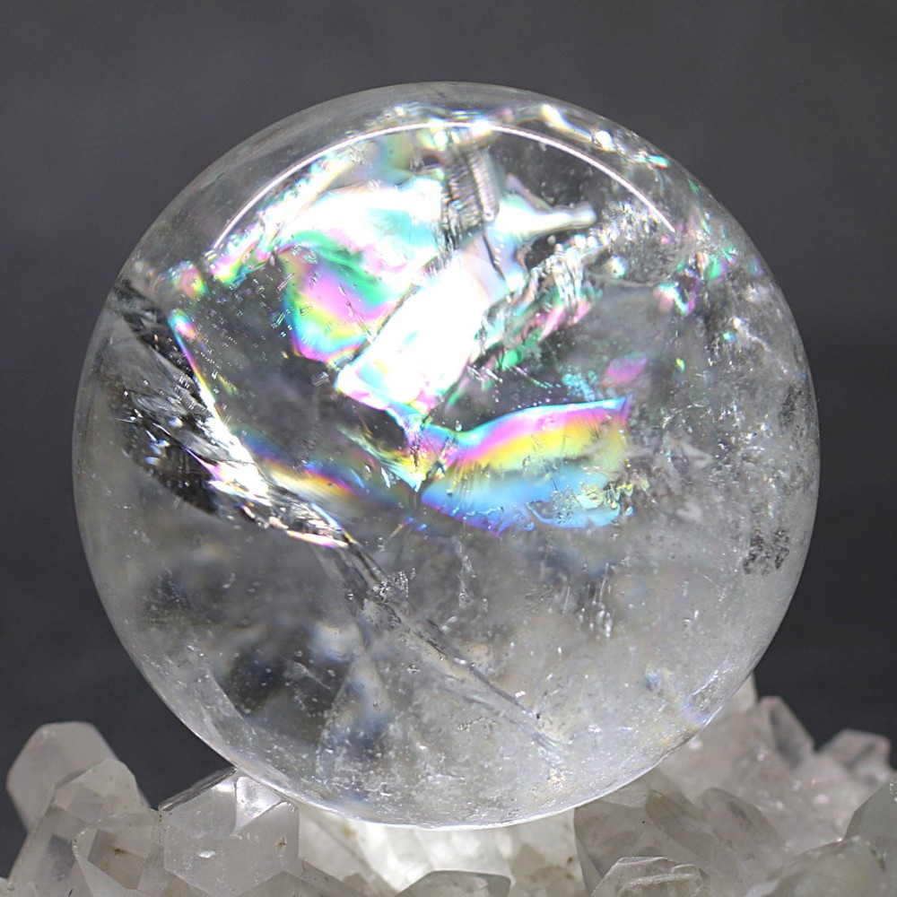 特別価格/ブラジル産]レインボー水晶玉/アイリスクォーツスフィア（丸