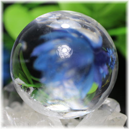 最高品質]虹入り天然水晶丸玉/スフィア（貫入） - 埼玉県吉川市の