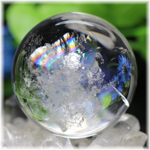 最高品質]虹入り天然水晶丸玉/スフィア（貫入） - 埼玉県吉川市の