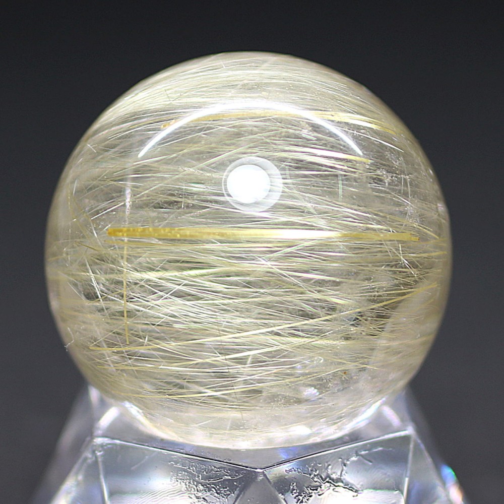 ゴールドルチルクォーツ丸玉/スフィア（直径26.7mm） - 埼玉県吉川市の