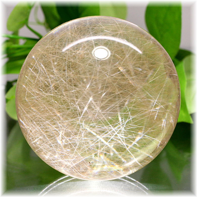 特別価格]ライトゴールドルチルクォーツ丸玉/スフィア（大玉） - 埼玉