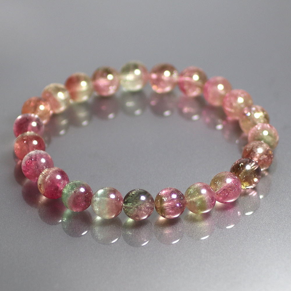 高品質]ウォーターメロントルマリンブレスレット（約8mm玉） - 埼玉県