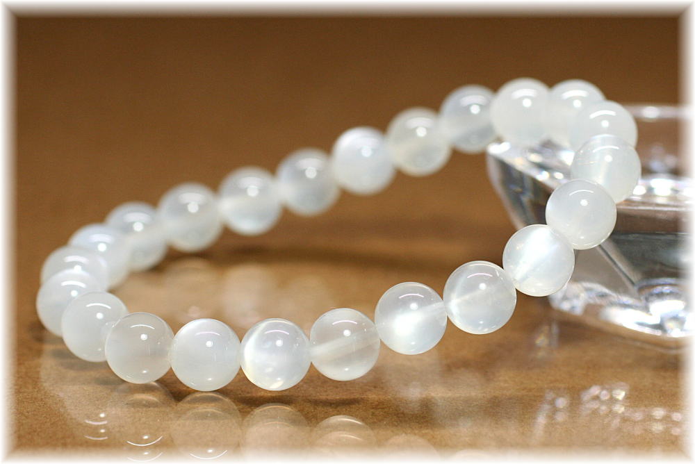 高品質]ホワイトムーンストーンブレスレット（約8mm玉） - 埼玉県吉川