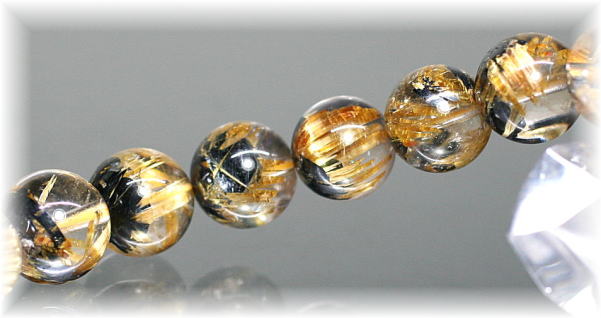 最高品質]太陽放射タイチンルチルクォーツブレスレット（約10mm玉