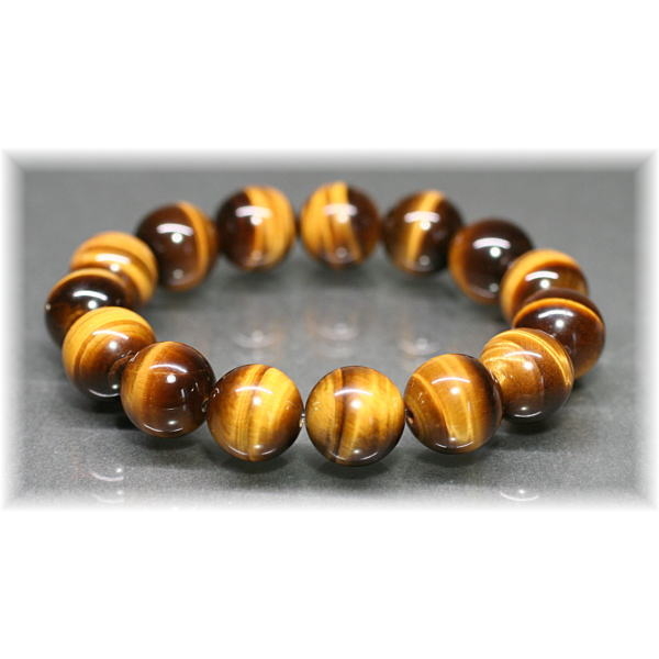 最高品質]タイガーアイブレスレット（約14mm玉） - 埼玉県吉川市の