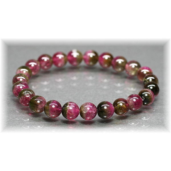3A++]ウォーターメロントルマリンブレスレット（約8mm玉） - 埼玉県