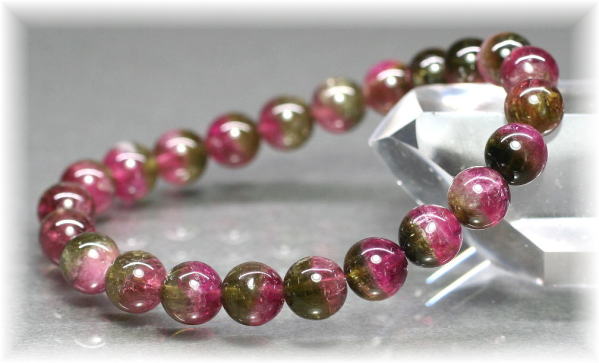 3A++]ウォーターメロントルマリンブレスレット（約8mm玉） - 埼玉県