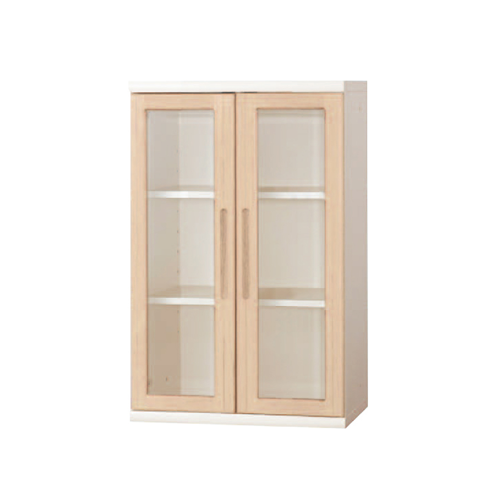 小島工芸 書棚「ニューオファー NOF-60 開戸」ガラス扉 幅60cm 全4色