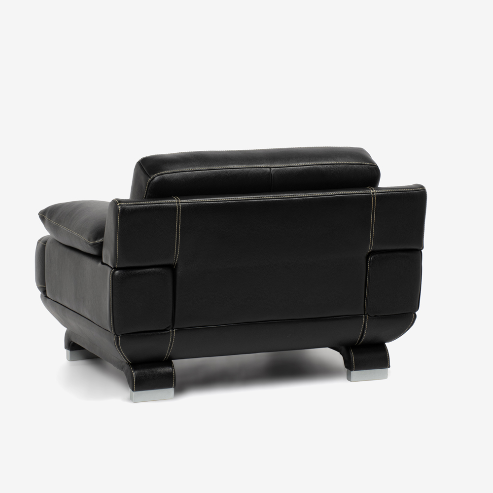 アームチェア 1人掛け「L/S 01（エルエス01）」幅113cm 革ブラック色