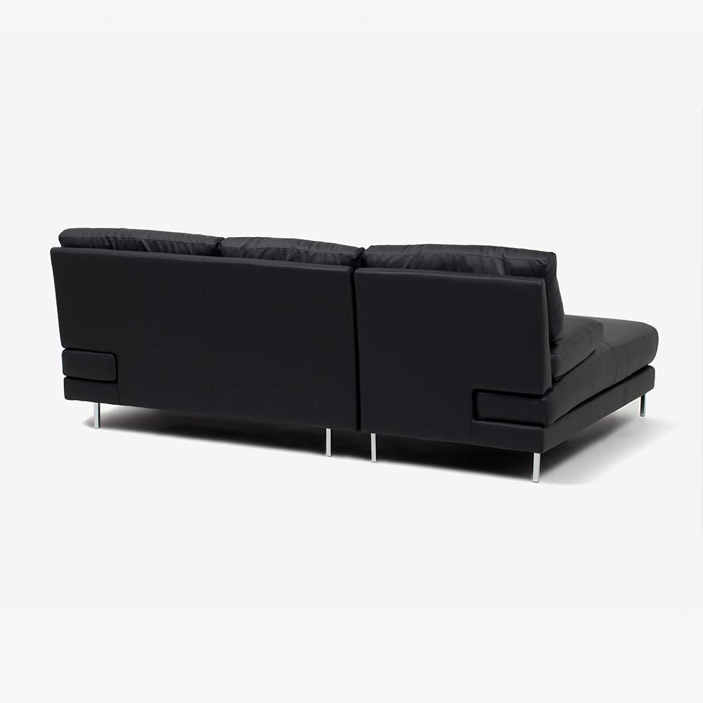 カウチソファ 向って左カウチ「ベローナ2」ソフトレザーブラック色