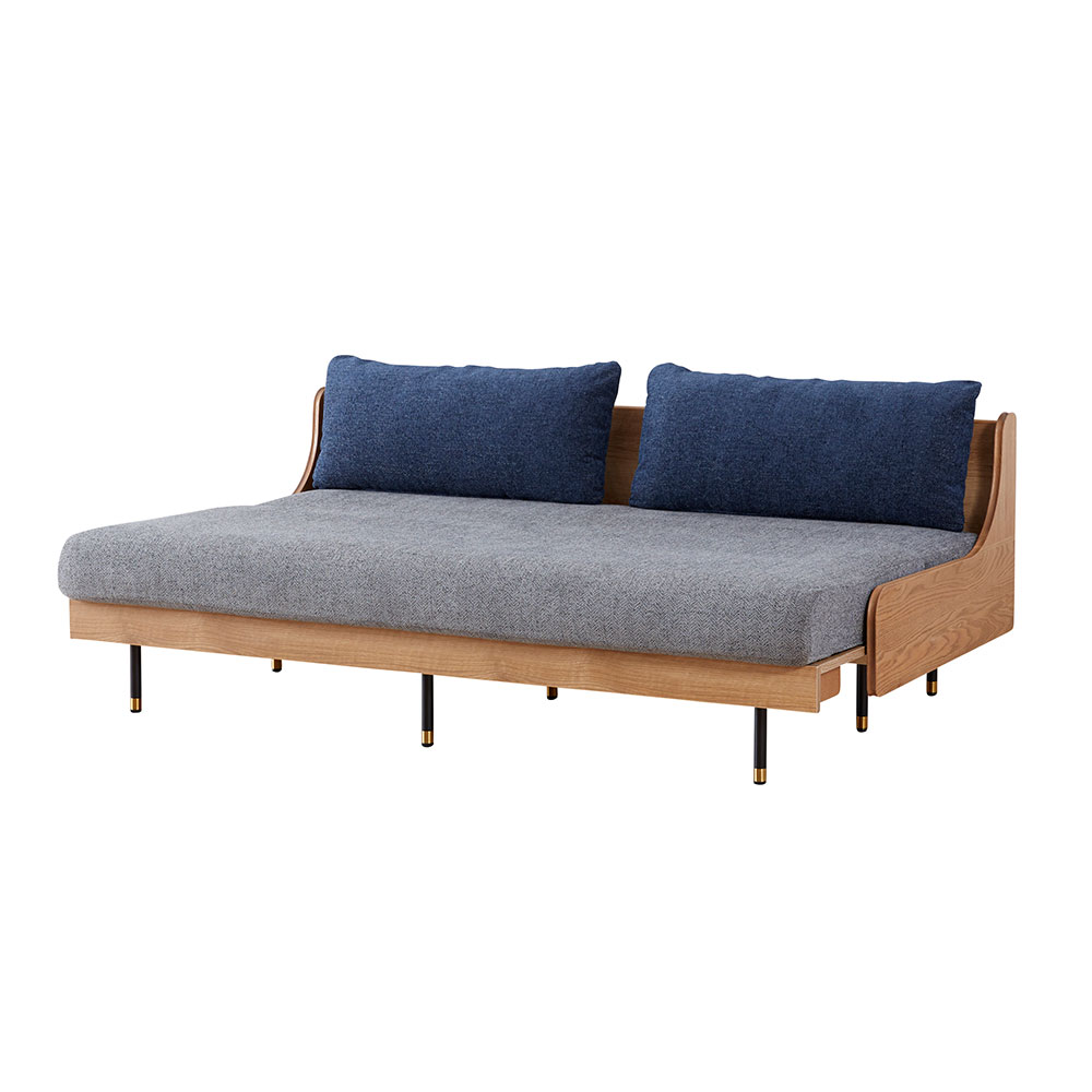 ソファベッド「ステイ 180」幅180.5cm 木部ヴィンテージナチュラル色