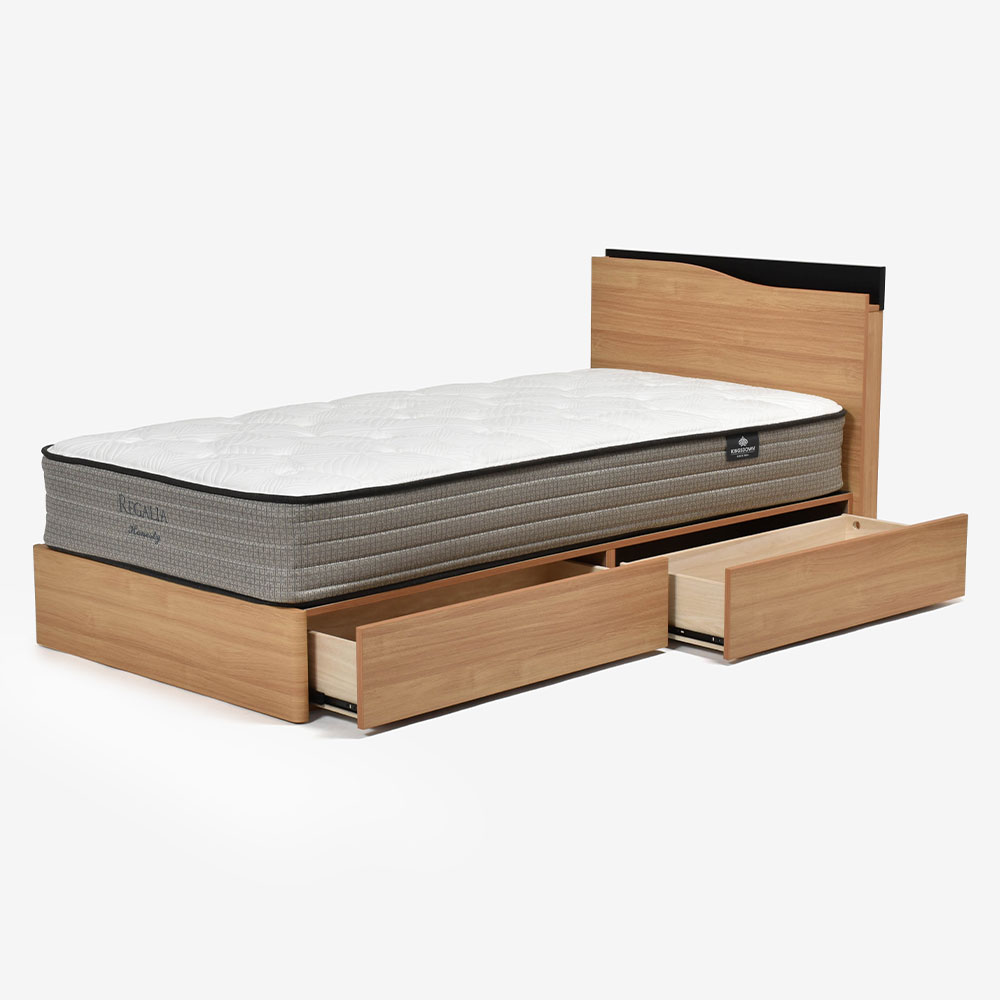 ベッドフレーム「グルーブ DR」引出し付きタイプ 全2色（ナチュラルNA