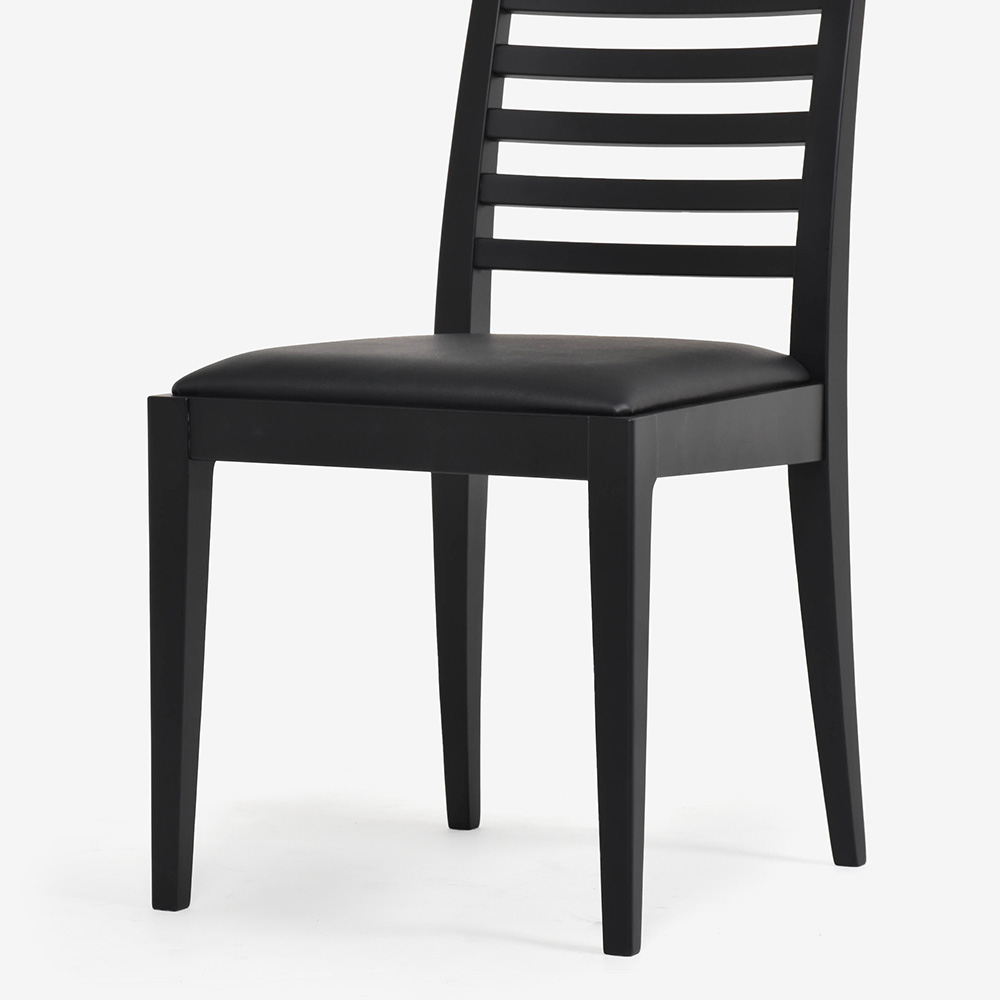 秋田木工 ダイニングチェア「N005」ブナ材 WLBK色/張地 PVC BK