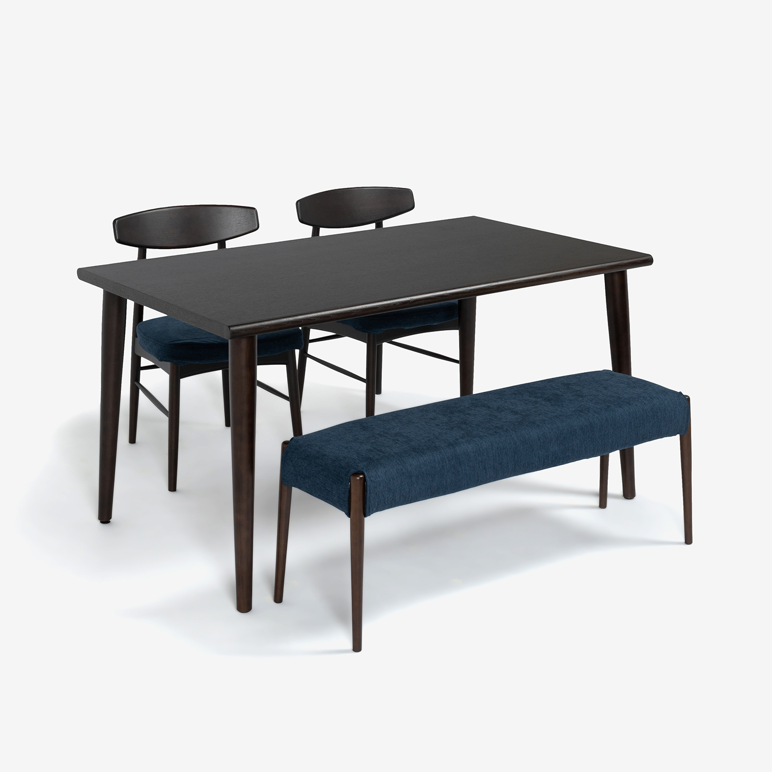 ダイニングテーブル「ユノ3」レッドオーク材ダークブラウン色 丸脚 全3