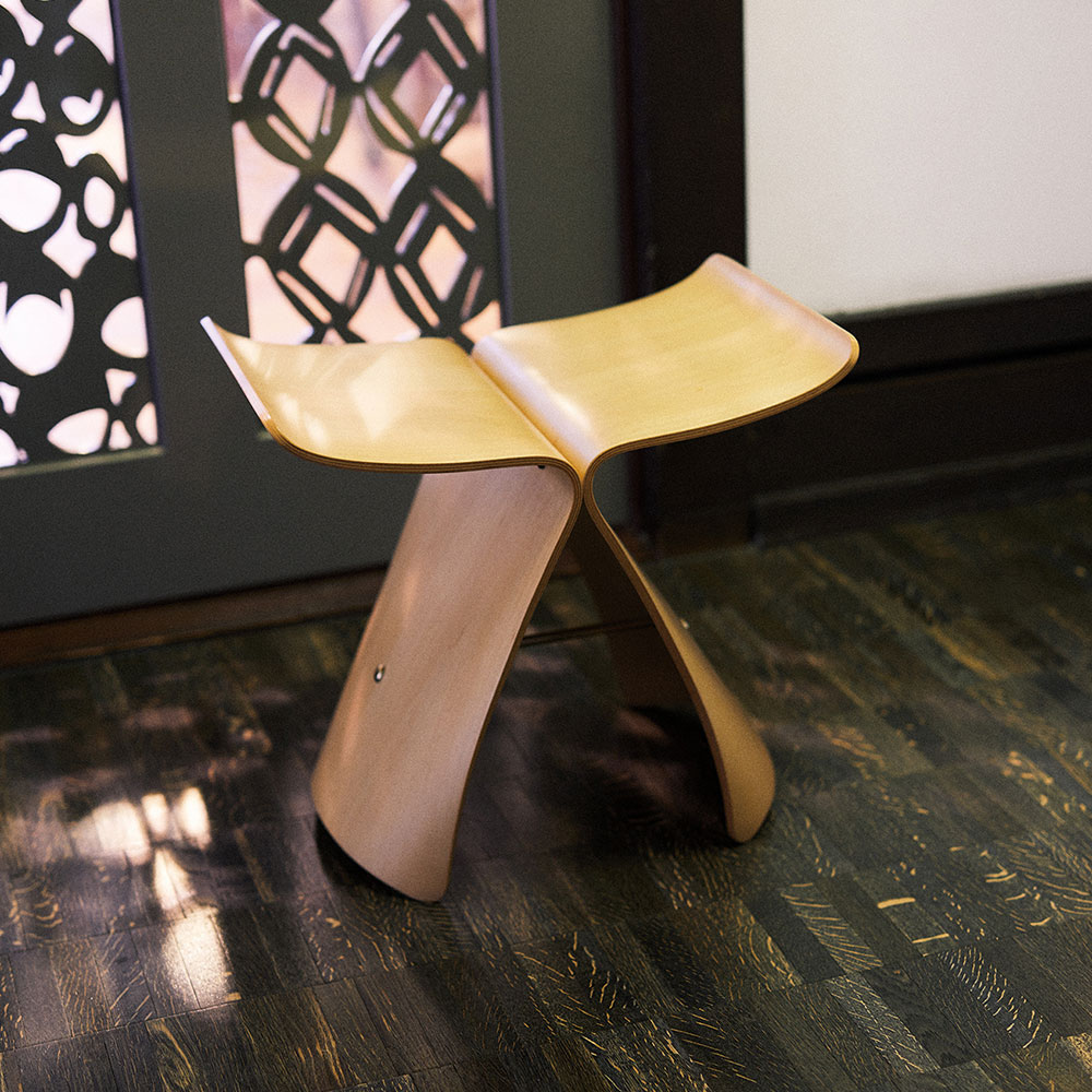 天童木工 スツール「バタフライスツール S0521 MP-NT」メープル材