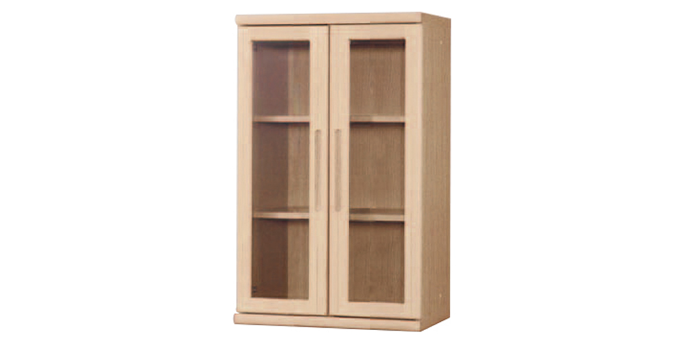 小島工芸 書棚「ニューオファー NOF-60 開戸」ガラス扉 幅60cm 全4色